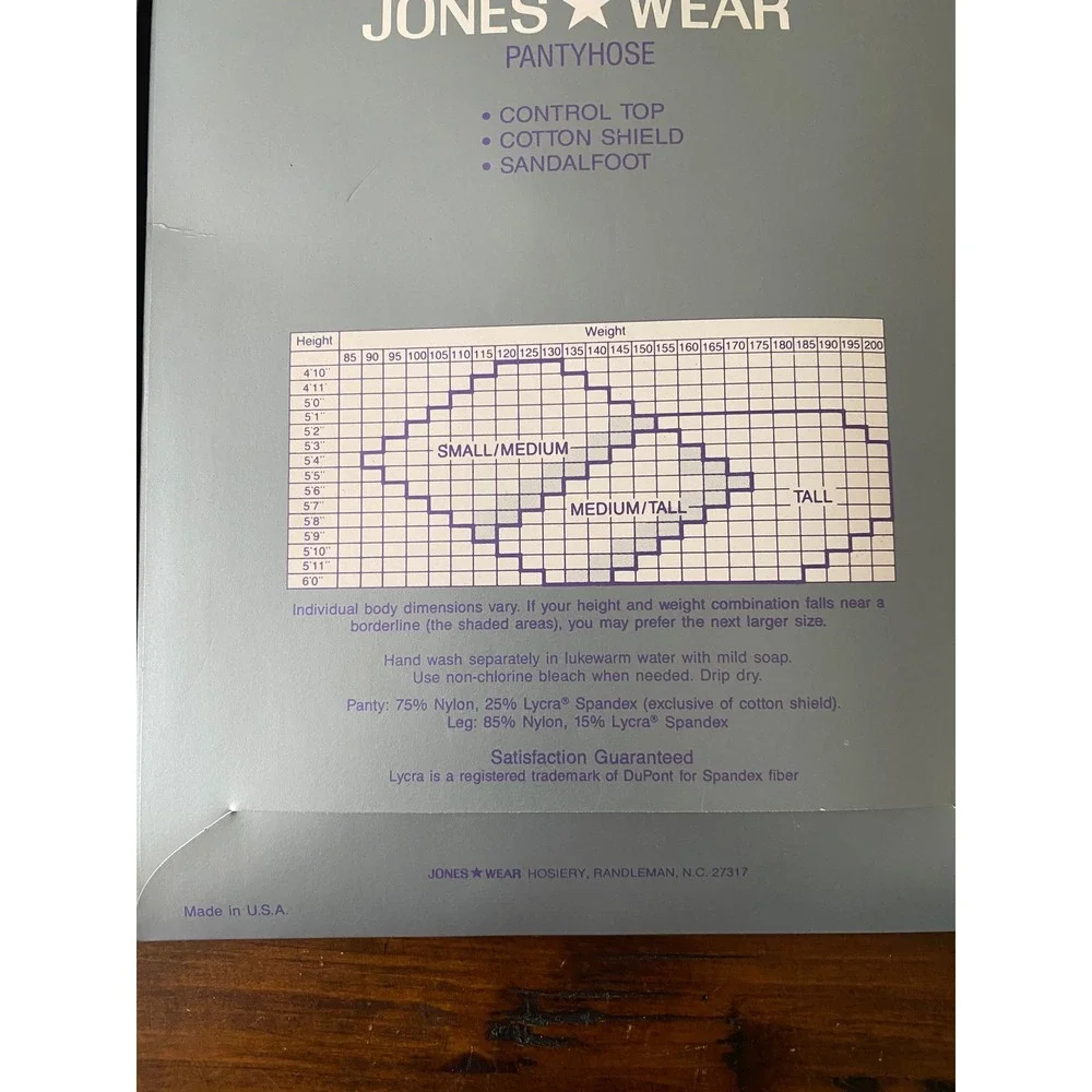 2 Pack Jones Wear Pantyhose Tall Soft Beige Lycra Sheer Control Top Sandalfoot